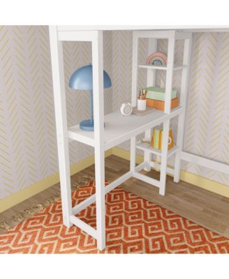 Max and Lily Scandinavian High Loft w/ Side Desk and Shelves