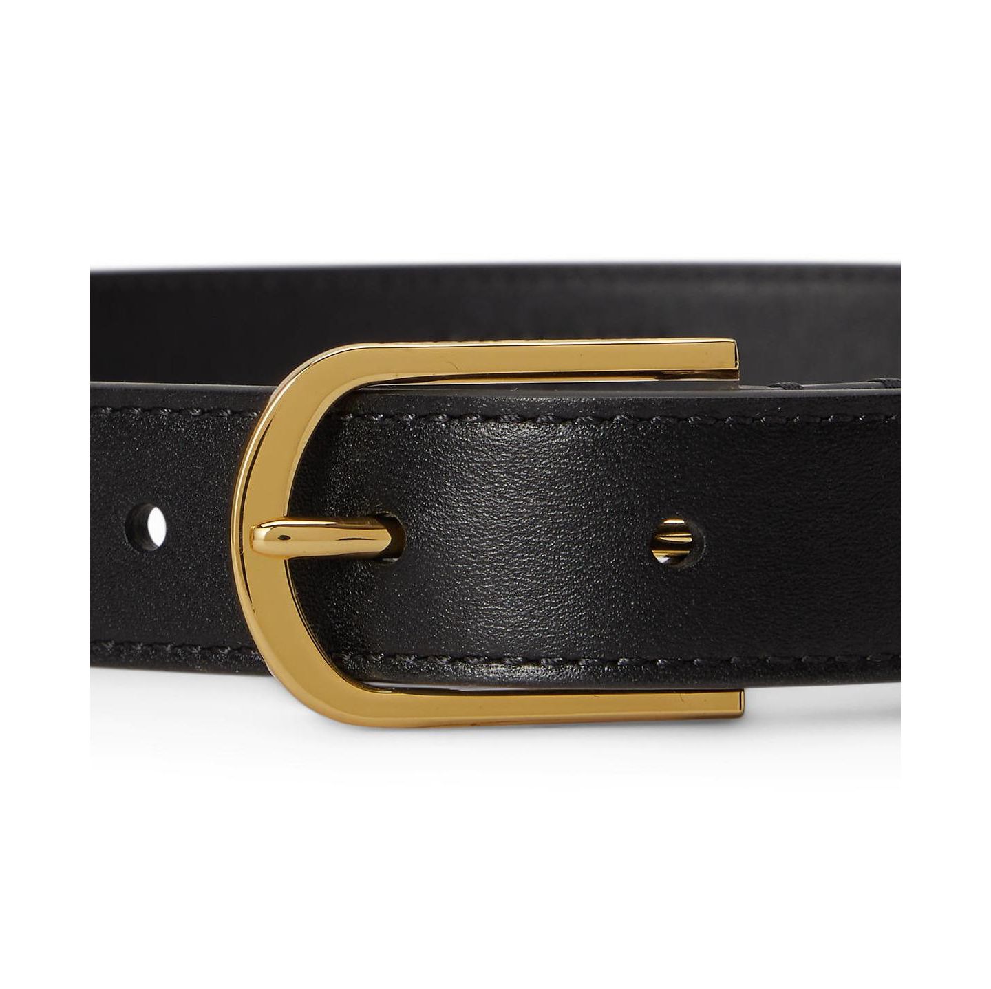 Женский ремень Lauren Ralph Lauren Rounded-Buckle Leather Skinny, цвет: Чёрный — фото 3