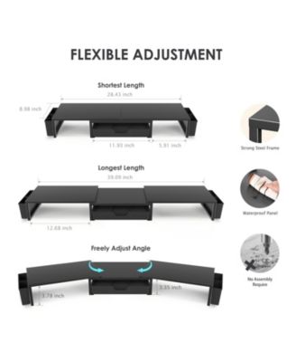 Monitor Stand Riser Drawer Pen Holder Metal Desk Organizer