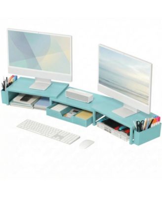 Monitor Stand Riser Drawer Pen Holder Metal Desk Organizer