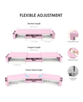 Monitor Stand Riser Drawer Pen Holder Metal Desk Organizer