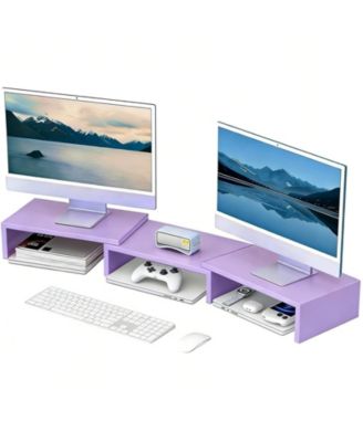 Desk Organizer Dual Monitor Stand Riser Shelf
