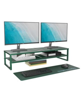 Metal Dual Monitor Stand Riser with Mouse Pad desktop organizer