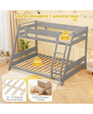 Solid Wood Twin Over Full Bunk Bed with Ladder