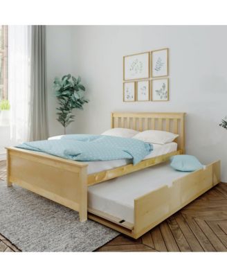 Max and Lily Full Size Bed Frame with Trundle, Solid Wood Platform Bed with Storage