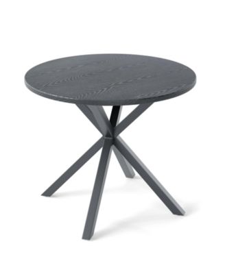 Round Patio Bistro Table with Wood-Like Top and X-Shaped Legs