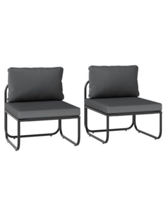 Outdoor Low-Profile Patio Chairs Set of 2 with Removable Cushions