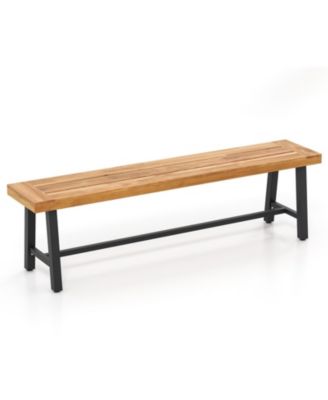63-inch Acacia Wood Backless Outdoor Bench for 3 People