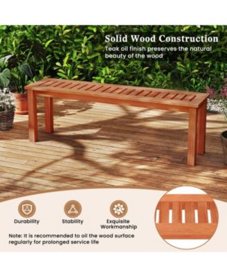 47-inch Solid Wood Patio Bench with Slatted Seat, 2-Person