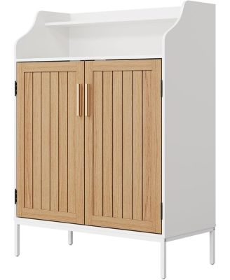 Modern Shoe Storage Cabinet with Doors, 4 Tier Organizer with Adjustable Shelves