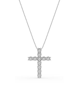 Macy's - Diamond Cross Pendant Necklace (1/4 ct. t.w.) in Sterling Silver