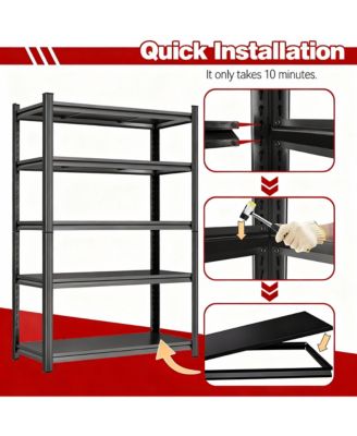 Heavy Duty 5-Tier Metal Garage Shelving, 3800lb Capacity, Tool-Free Assembly
