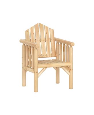 Outdoor Wood Armchair Patio Dining Chair with Wide Seat and Armrests