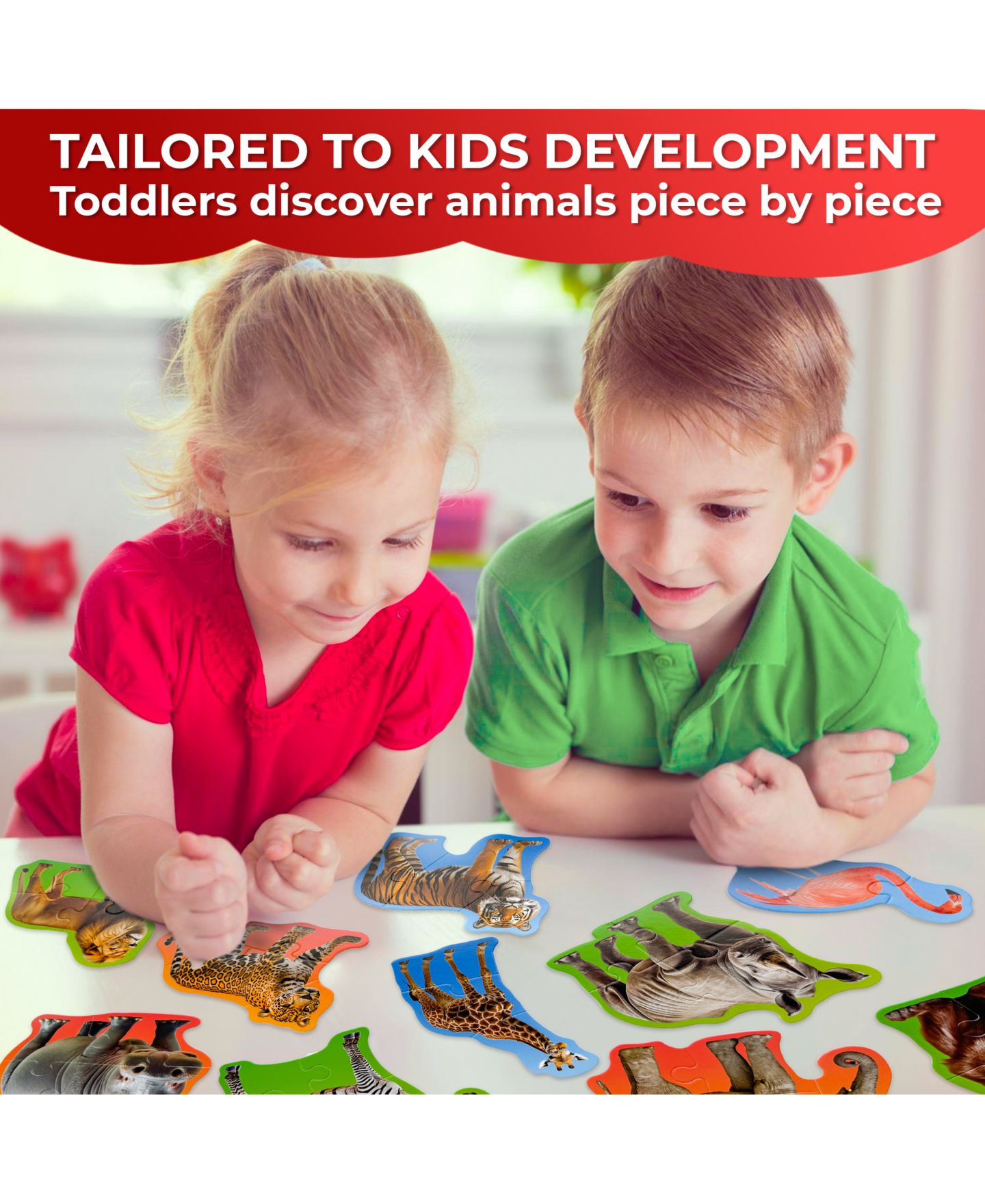 Детский пазл Quokka Step Up 40-Piece Animal-Shaped Realistic Puzzle, Ages 2-4, цвет: Разноцветный, вариант 1 — фото 4