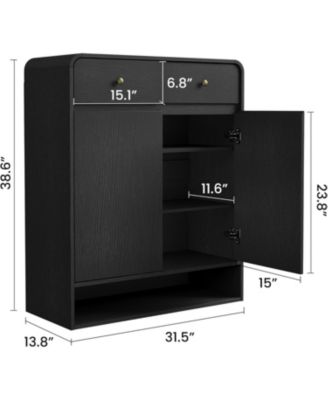 Shoe Cabinet with 2 Doors and 2 Drawers, 4 Tier Entryway Storage with Open Bottom Shelf