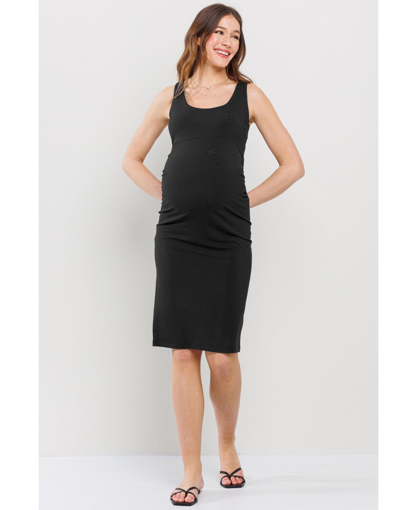 Женское платье Hello Miz Maternity Bodycon Scoop Neck Sleeveless Knee Length, цвет: Чёрный — фото 5