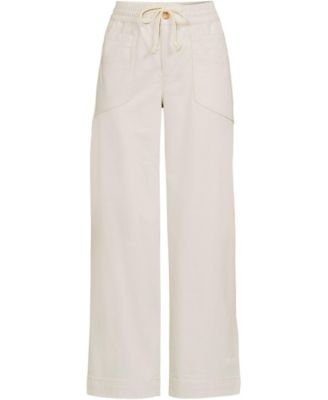 Petite Herringbone Chino High Rise Relaxed Straight Drawstring Ankle Pants