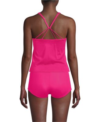 Women's D-Cup Tugless High Neck Strappy Back Tankini Top