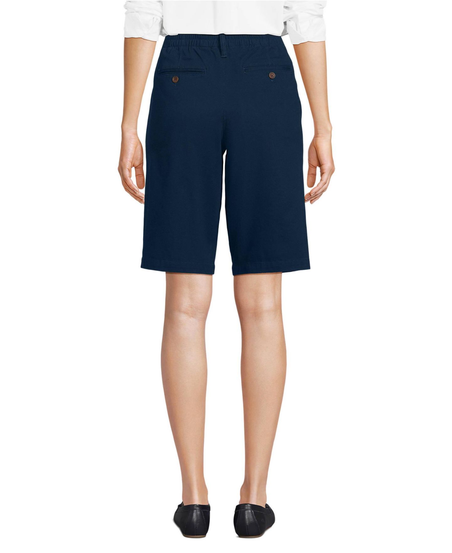 Женские шорты Lands' End Petite Classic Chino, цвет: Тёмно-синий — фото 2