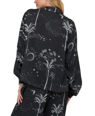 Women's Palm Button Down Palm Print Shirt