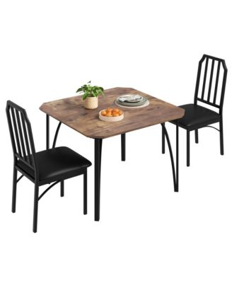3-Piece 2-Person Modern Dining Table Set with PU Chairs