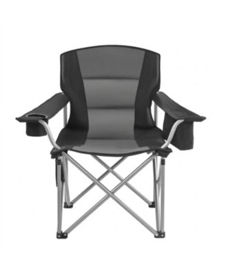Heavy-Duty Folding Camping Chair With Padded Armrests Cooler Bag and 450 Lbs Capacity