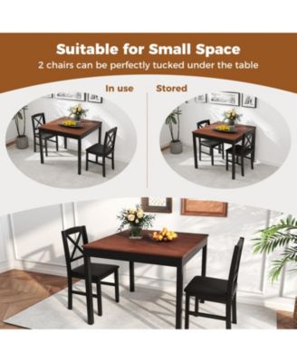 3-Piece Wooden Kitchen Table Set for 2 with Cross-Back Chairs