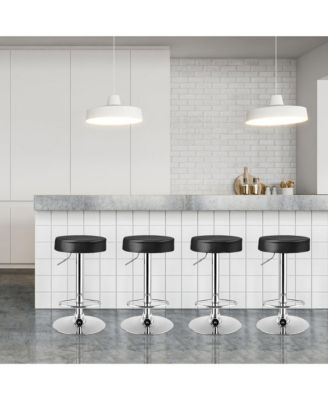 Set of 4 Round Bar Stool Adjustable Swivel Pub Chair w/ Footrest