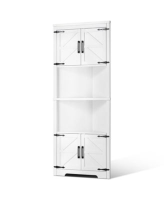 68 in Corner Storage Cabinet with Doors and Adjustable Shelves