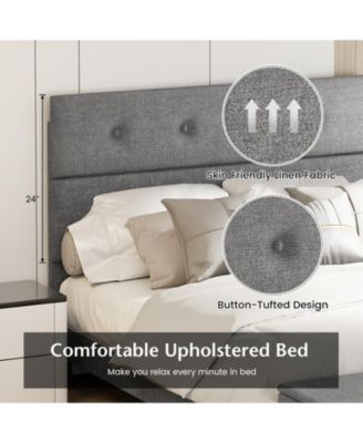 Full Upholstered Platform Bed Frame with Ottoman Storage and Tufted Headboard