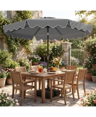 Outdoor Patio Umbrella with Stable Weighted Base and Sandbag Anchors