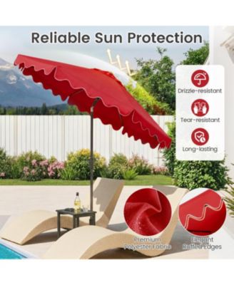 Patio Umbrella with Solar LED Lights and Heavy Duty Weighted Base