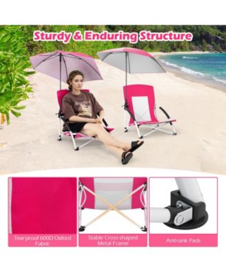 Two Pack Beach Umbrella Chairs with Adjustable Parasol