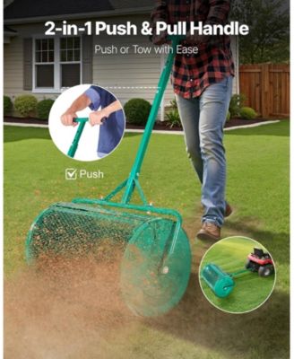 Compost Spreader, 24 inches Wide with Adjustable Height, Powder-Coated Steel Roller