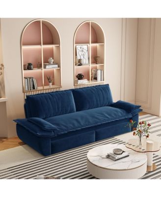 73.2" Convertible Loveseat, Queen Size Velvet Upholstered Pull-Out Sleeper Sofa with Gentle Cushioned Armrests for Living Room