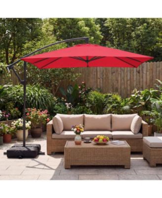 Solar-Powered Offset Hanging Umbrella with 40 LED Lights for Patio