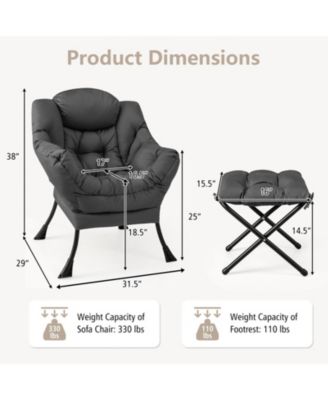 Modern Accent Sofa Chair with Folding Footrest and Side Pocket