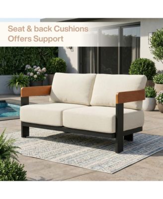Outdoor Patio Sofa with Cushions, Metal Frame Patio Couch with  Thick Cushions, Outdoor Seating