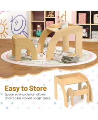 Kids Table and Chair Set with Wide Tabletop and Curved Edges
