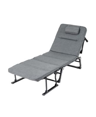 Folding Camping Cot with Mattress 3 in 1 Convertible Single Sofa Chaise Lounge Chair Sleeper