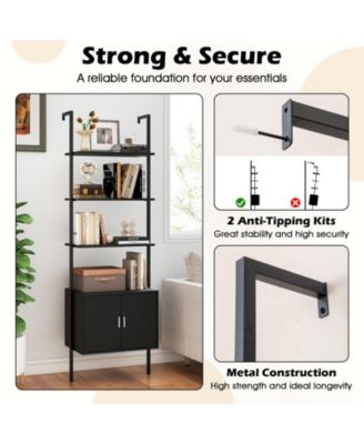 72.5 in Tall Bookshelf with Cabinet, Metal Frame and Anti-Tipping Kits