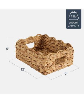  Scalloped Shelf Baskets, Woven Storage Bins, 4 Pack