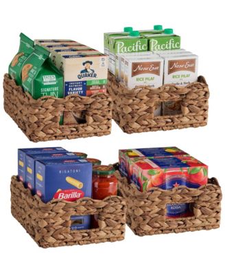  Scalloped Shelf Baskets, Woven Storage Bins, 4 Pack