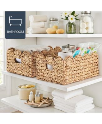 Scalloped Shelf Baskets, Woven Storage Bins, 2 Pack