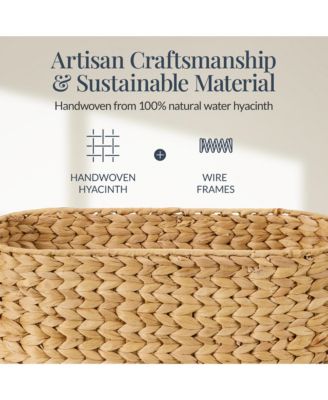 6-Pc Water Hyacinth Bathroom Storage Set, Includes Trays, Trash Bin, Toilet Paper Storage, Tissue Box Cover, Garbage Can