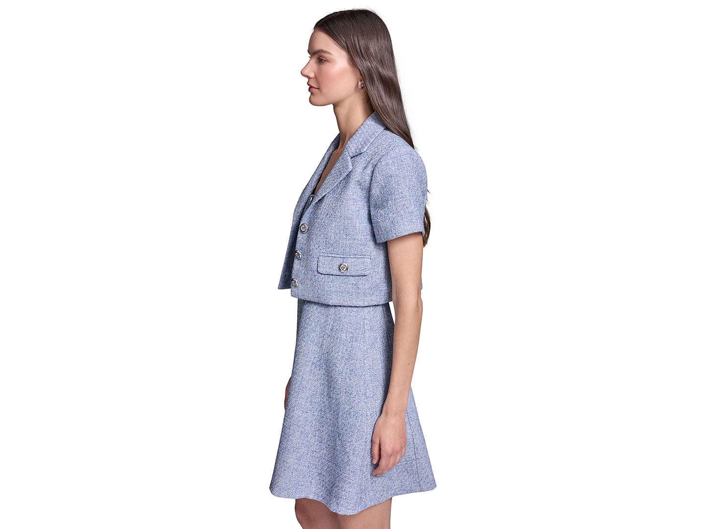 Женская куртка KARL LAGERFELD PARIS Cropped Tweed, цвет: Синий разноцветный — фото 2