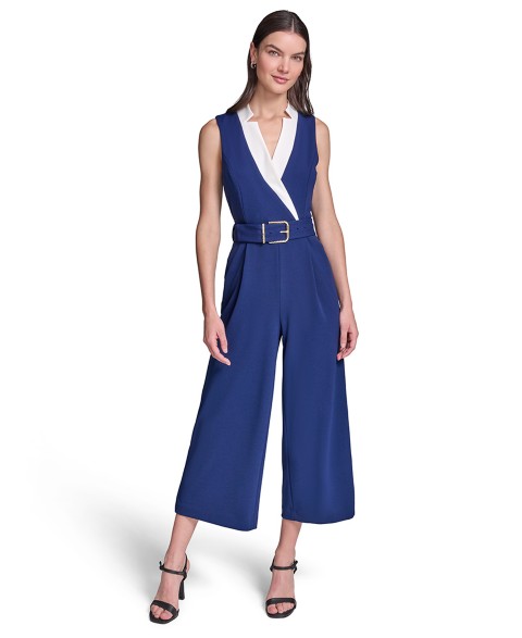 Женские KARL LAGERFELD PARIS Women's Surplice Scuba Crepe Jumpsuit
