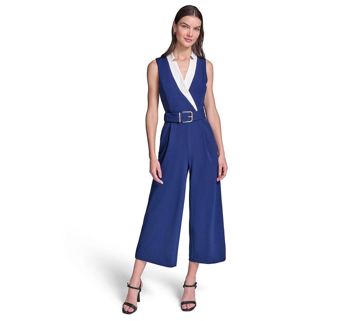 Женские KARL LAGERFELD PARIS Women's Surplice Scuba Crepe Jumpsuit — фото 1