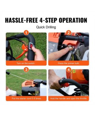 Post Hole Digger, 63CC Gas Powered Auger with 8" Drill Bits and Extension Rod