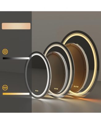 Oval LED Bathroom Mirror 28"x20" Wall Mounted Makeup Mirror Dimmable, Memory, 3 Colors (Front Lights + Backlit)